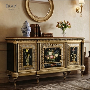 Consola Dorada con Diseño Floral de <span class=keywords><strong>Savoy</strong></span> |   Mueble de Entrada Clásico Americano de Lujo de EKAR FURNITURE - Product Image 4