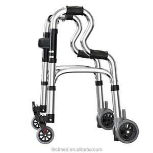 Andador con <span class=keywords><strong>Ruedas</strong></span> Plegable de Aluminio de 4 <span class=keywords><strong>Ruedas</strong></span>, Asiento con Altura Ajustable, Asiento Abatible, Frenos de <span class=keywords><strong>Mano</strong></span>, Certificado CE para Personas Mayores - Product Image 3