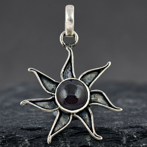Art Palace 18K Gold Plated 925 Silver Star Pendant with <b>Garnet</b> Stone Bezel Set Trendy Vintage Themed Charm Women's Everyday Wear - Product Image 1