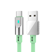 Kabel USB Pengisian Cepat 120W, Paduan Seng Silikon USB-A ke Type-C/Micro/8-Pin dengan Indikator LED dan Pelindung Kepang