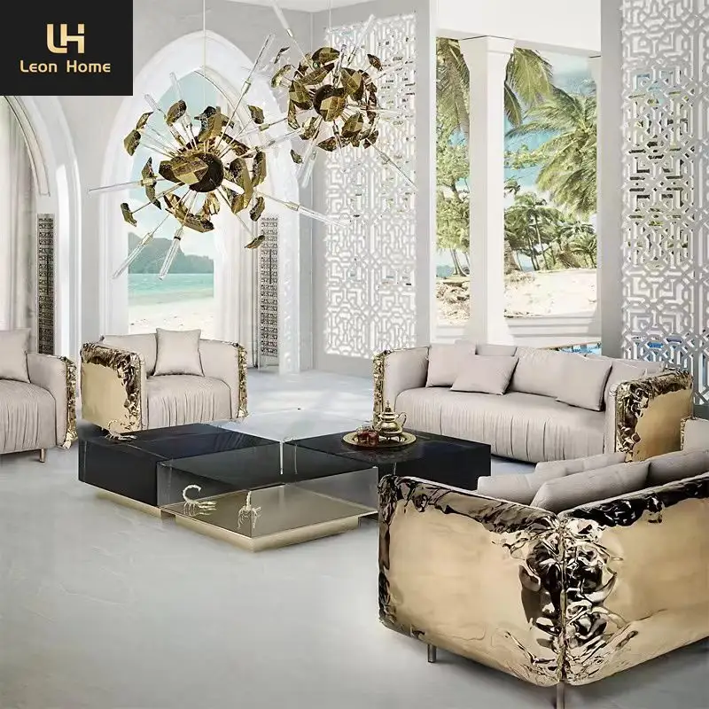Boca Design Premium Villa Modern Style Light Luxury leather Sectional Couch Customize Sofa Set Furniture living room sofa