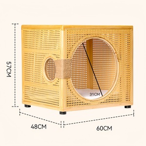 Cama de gato semicerrada de una sola capa de lujo, ratán de PVC, fácil de limpiar, resistente a los arañazos, madera, ahorro de espacio, diseño de fábrica - Product Image 2