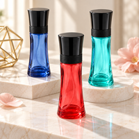 Botol Parfum Kaca Warna-warni 30ml Model Slim Waist Grosir, Botol Semprot Parfum Mini Kosong dengan Tutup Hitam
