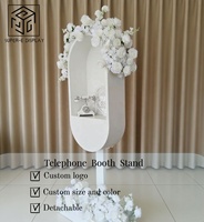 Cabine téléphonique en métal blanc moderne personnalisable, support de livre d'or audio-vidéo pour décorations de mariage