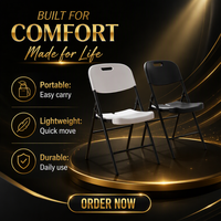 Chaise pliante en plastique HDPE moulé par soufflage, design moderne, légère, imperméable, portable pour la maison, les fêtes, le jardin, les mariages, l'extérieur