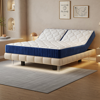 Lit de massage électrique réglable à commande par zone, taille split king, personnalisable, en cuir souple, matelas inclinable, télécommande sans fil, moderne