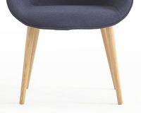 Fauteuil pivotant de détente bleu avec mousse moulée et base en bois massif pour bureau, hôtel, maison