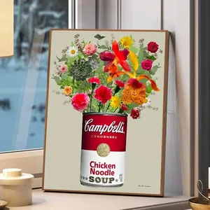 Andy Warhol-pintura de sopa con flores, carteles e impresiones, arte de pared Retro, imagen para decoración del hogar y la sala de estar