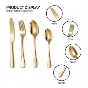 1010 Cutlery Set 24pcs Stainless Steel Knife Spoon Fork Cutlery Holder Set Gold Wedding Cutery Set - Product Image 5