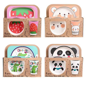 Agregado familiar Comprando Agente De Fibra De Bambu Conjunto de Talheres Infantil Criativo Food Grade Bebê Cartoon Comida Tigela Garfo Colher Conjuntos - Product Image 1