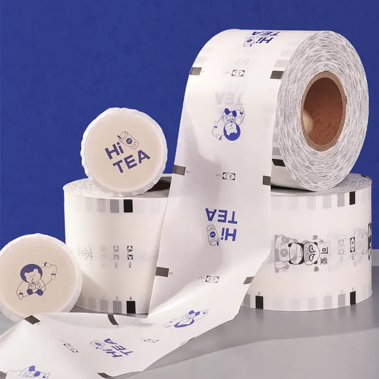 Custom printing Disposable Plastic Bubble Tea Cups Sealer Roll paper plastic PP cup sealing film