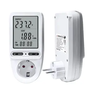 Peacefair 220V EU Power Metering Socket Plug LCD Besar Pengisian Daya Digital Wattmete Monitor Daya Meter Energi Pintar