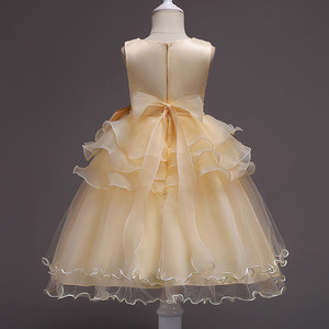 Girls Princess Dress <b>Sequined</b> Mesh Tutu Skirt Champagne A-Line Flower Girl Dress - Product Image 2