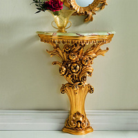 Console de luxe française avec miroir, ensemble de meubles d'entrée, sculpté avec précision en bois de bouleau antique, fabriqué en usine au Guangdong