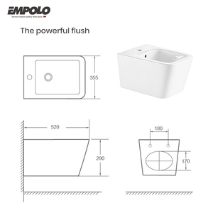 <span class=keywords><strong>WC</strong></span> suspendu monobloc de luxe moderne avec réservoir encastré, en céramique blanc brillant, chasse d'eau silencieuse - Product Image 2