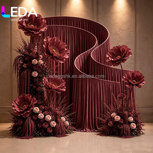 LEDA Wholesale S Shape Wedding <b>Backdrop</b> <b>Stand</b> Wave Cloth Cover White Metal Curved Fabric Hanging Drapery for Party Decoration - Product Image 2