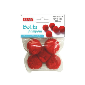 Pompon Iln Bolita 3,5 cm Rosso per Decorazioni Artigianali - Product Image 2