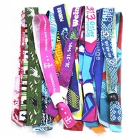 Pulseras de Tela de Poliéster para Fiestas de Boda, Pulseras de Satén para Festivales, Pulseras de Tela Tejida Personalizadas para Eventos con Cierre Reutilizable