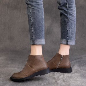 Botines Retro de Piel Genuina con Cordones y Tacón Plano para Primavera y Otoño - Product Image 2