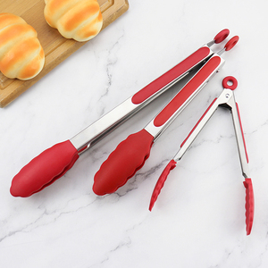 Kitchen Serving Tools 7/9/12 Inch Heat Resistance <strong>Stainless</strong> <strong>Steel</strong> Locking Handle Cooking Silicone Food Tongs for <strong>Fry</strong> <strong>Pan</strong> - Product Image 3