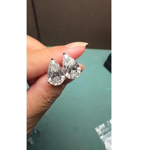 Pendientes de Diamante Cultivado en Laboratorio con Corte de Pera de 1 Quilate, Oro Amarillo de 14K, Engaste en Bisel, Chapado en Oro, Joyería Elegante para Novia, Regalo para Ella - Product Image 1