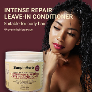 Crema Acondicionadora Sin Enjuague con Aceite de Ricino Negro Jamaicano, Reparadora y Fortalecedora para Cabello Rizado, Hidratación Profunda a Base de Hierbas - Product Image 2