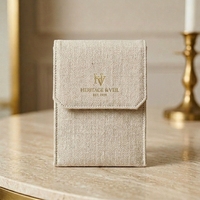 Pochette à bijoux en velours vert émeraude de qualité supérieure avec doublure en satin, logo personnalisé en feuille d'or, emballage en forme d'enveloppe pour montre ou cadeau