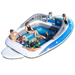 Ready to ship HOT sale large PVC inflatable water boats bay breeze boat island party