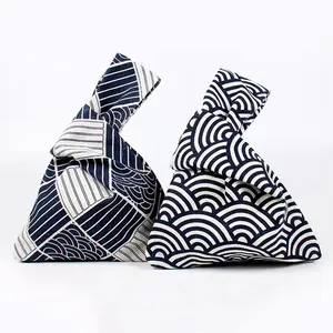 2024 Neues Design personalisierte Individualisierung japanischer Stil Kunst Mini 100 % Baumwollstoff Stoff Handgelenk Knot-Tasche