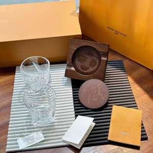 Juego de Vasos de Vidrio con Posavasos de Madera, 2 Piezas, Vasos Transparentes y Posavasos de Madera, Juego de Regalo para Bebidas, Productos para el Hogar - Product Image 3