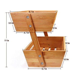 Double Layer Bamboo Fruit Storage Rack For Kitchen And Living Room Multifunctional <b>Standing</b> Type Food Organizer - Product Image 2