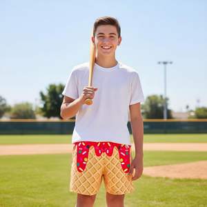 Shorts de sport pour homme personnalisés, imprimé crème glacée, séchage rapide, en mesh, pour la plage et les occasions décontractées - Product Image 3