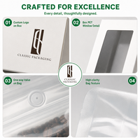 Coffret de café premium avec valve, sac à fond plat à fermeture éclair 250g, emballage de marque, coffret personnalisé, impression sur mesure, ensemble de sacs à café