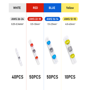 Deem Copper – Bornes de câblage étanches thermorétractables 600V, plaquées étain, rouge, bleu, jaune, blanc, à souder, pour applications automobiles, modèle DS-R - Product Image 6
