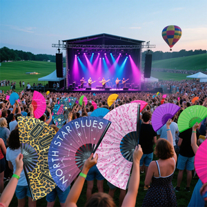 Xách tay lớn Glow người hâm mộ cho Rave cầm tay tre thủ công trang trí Clack người hâm mộ cho kéo Nữ Hoàng cosplay EDM Câu Lạc Bộ bên âm nhạc - Product Image 5