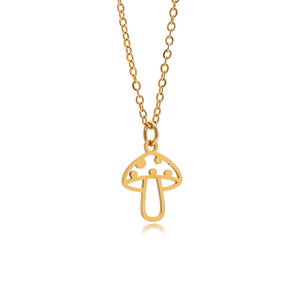 Simple mariposa trébol Lucky Lotus Mushroom Collar para mujer Acero inoxidable Cadena de clavícula de moda - Product Image 5