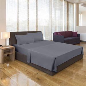 Hotel de lujo equipado <span class=keywords><strong>hoja</strong></span> al por mayor color liso 4 piezas ropa de cama conjunto de microfibra de las sábanas de <span class=keywords><strong>la</strong></span> cama - Product Image 5