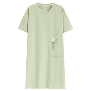 Chemise de nuit en pur coton pour femme Jiao Cai Meng, manches courtes, couleur claire, vêtements de nuit d'été 2025 MLXL2XL3XL4XL - Product Image 5