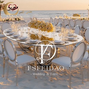 Luxurious Modern Gold Stainless Steel Customized Dining Table & <b>Chairs</b> for Wedding Banquet Hotel Apartment Events - Product Image 6