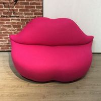 Sofá Moderno en Forma de Labios, Cómodo Sofá para Sala de Estar, Sofá Rosa para Salón de Espera