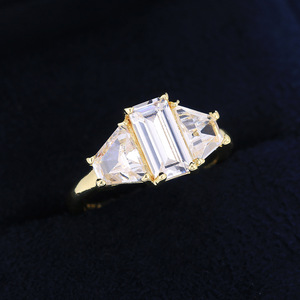 Bague géométrique créative en cuivre avec diamant de laboratoire pour femme, style mariage, bijou de doigt tendance - Product Image 4