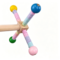 Vente Flash Interactive 360 °   Perchoir rotatif en bois pour perroquet avec jouet à mâcher en corde de coton pour petits et moyens oiseaux en cage