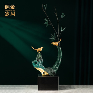 <b>Copper</b> And Gold Years Bamboo Bird Ornament Brass Decor Home Office <b>Table</b> Decoration Irregular Shape Animal Pattern - Product Image 5