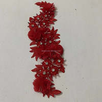 Tissu personnalisé 3D fait à la main patchs Rose dentelle appliques strass mode coudre brodé fleur décor pour robes de mariée
