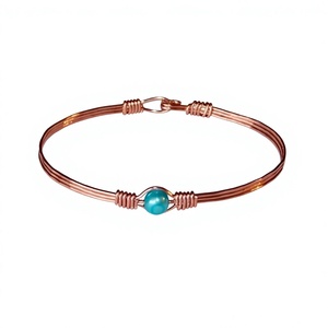 NUEVO Brazalete Abierto Ajustable Clásico para Mujer, Hecho a Mano, de Cobre Puro, Pulido, Elegante, Tradicional, Grabado - Product Image 1