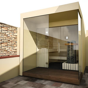 Sauna électrique extérieur avec vestiaire - Design finlandais, fenêtre en verre, durable - Product Image 6