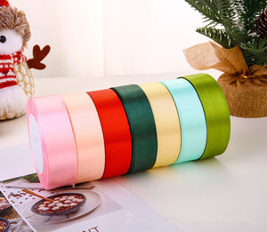 2.5cm * 22m ruban d'emballage cadeau fournitures de mariage rubans 100% Polyester gâteau emballage cadeau Bouquet matériel rubans de couleur unie - Product Image 5