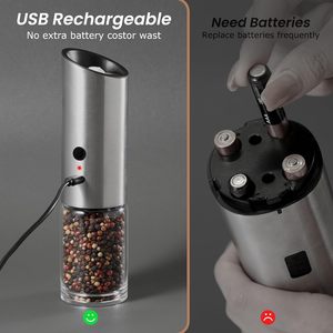 Moulin à épices en céramique rechargeable de type C Rohs, moulin à sel et à poivre électrique à gravité avec lumière LED - Product Image 6
