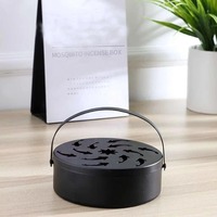 Plaque de support ronde en métal pour cadre d'été Portable Spiral With Cover Mosquito Coil Holder Tray Incens Insect Repellent