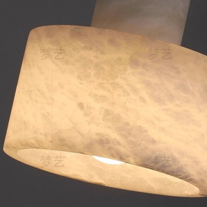 Chinese Style Minimalist Pendant <b>Light</b> Natural Marble Round E27 LED Chandelier For Hotel Restaurant Bedroom Entryway - Product Image 4